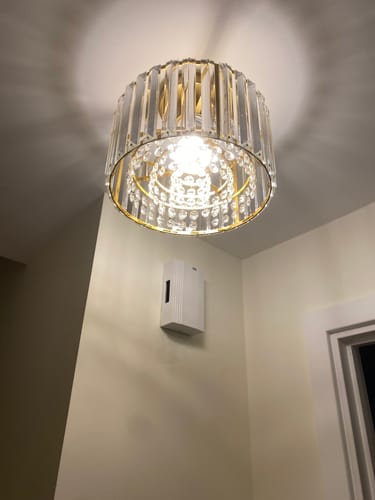 Customer photo review of Crystal Drum Brass Flush Mount Chandelier