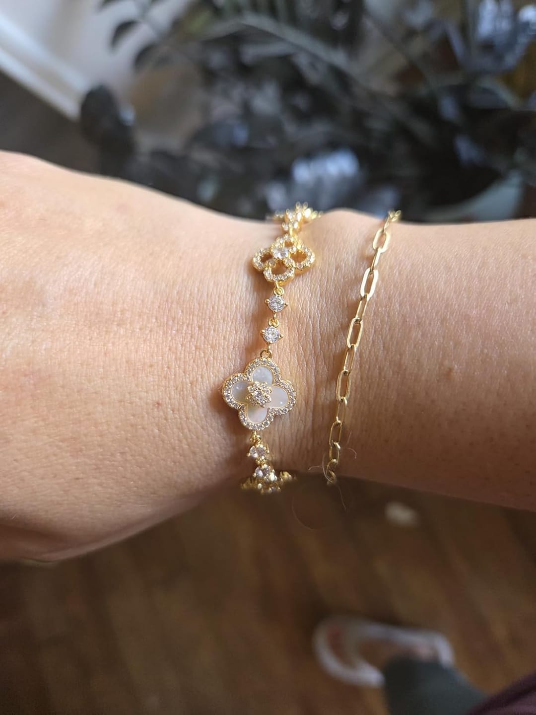 Customer photo review of Clover Mother of Pearl Bracelet