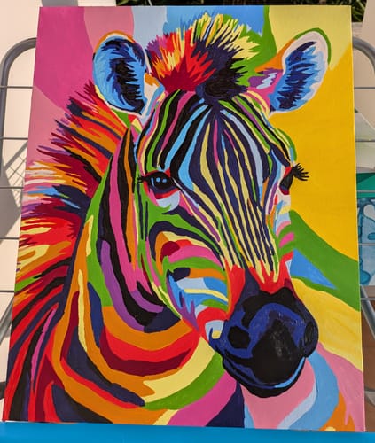 Customer photo review of Abstract Colorful Zebra | Paint by Numbers