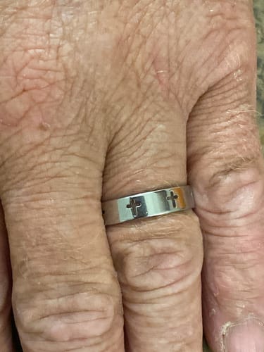Customer photo review of FREE Today: Multi - Cross Cutout Band Ring: Two - Color Stainless Steel Faith Jewelry
