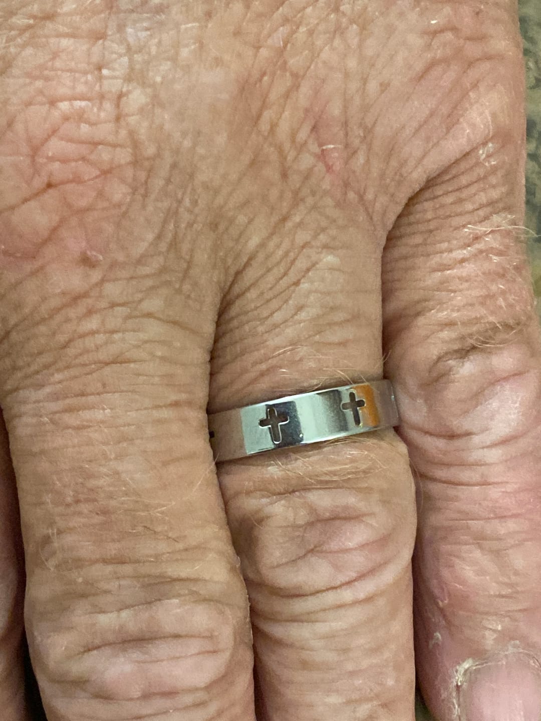 Customer photo review of FREE Today: Multi - Cross Cutout Band Ring: Two - Color Stainless Steel Faith Jewelry