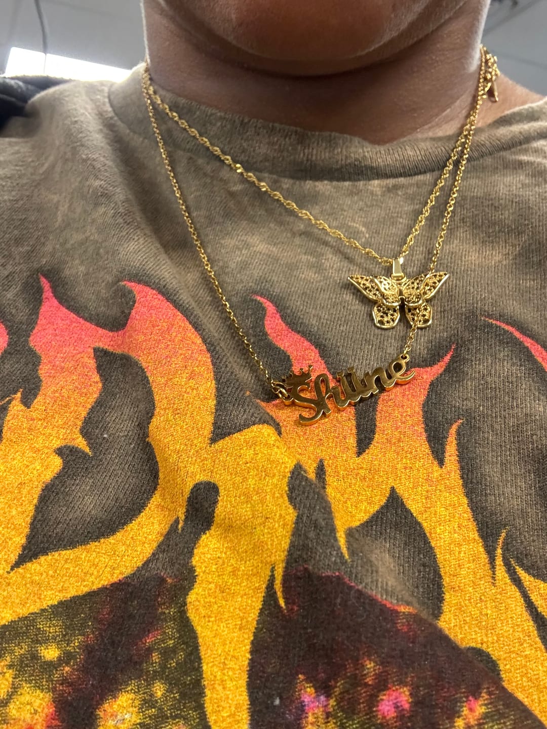 Customer photo review of Birth Flower Horizontal Name Necklace