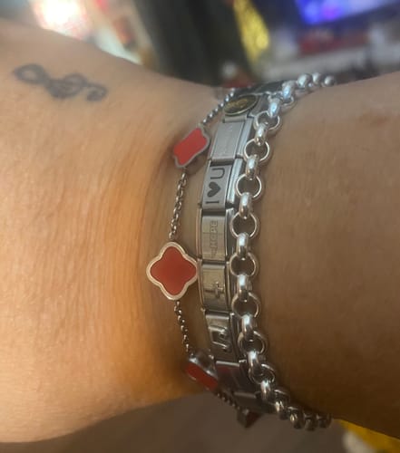 Customer photo review of Celine Silver Clover Bracelet