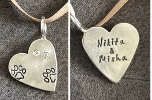 Customer photo review of Double Initial Heart Charm