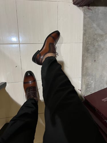 Customer photo review of Oxford Cap Toe Adelaide - Duo-Tone Cognac Tan Lace Up (Hand Painted Patina)