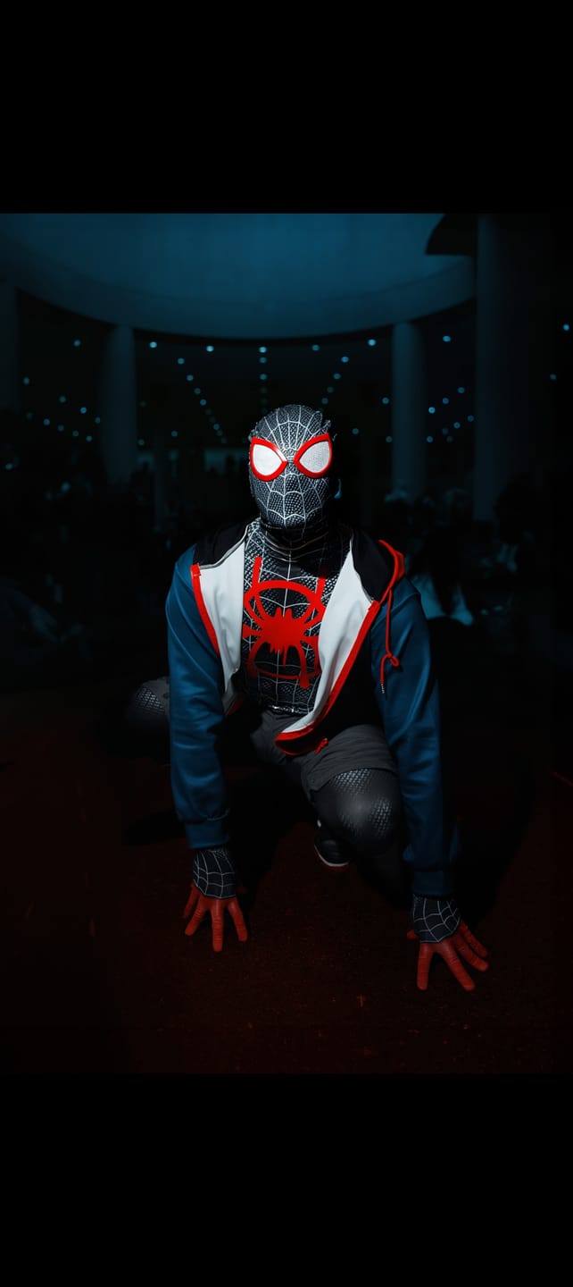 Customer photo review of Miles Morales Spider Man Costume with Hoodie for Boys and Adult Men.