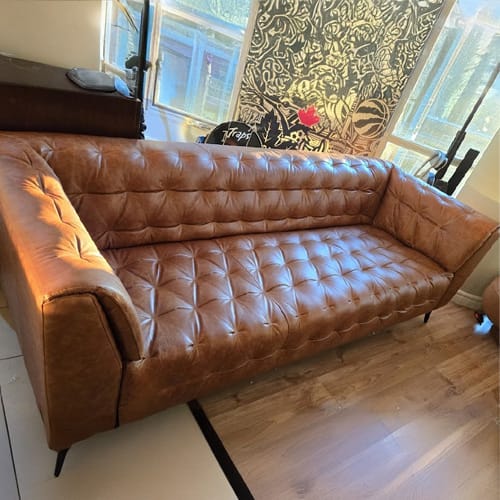 Customer photo review of Nova Russet Brown 3-Seater Leather Sofa