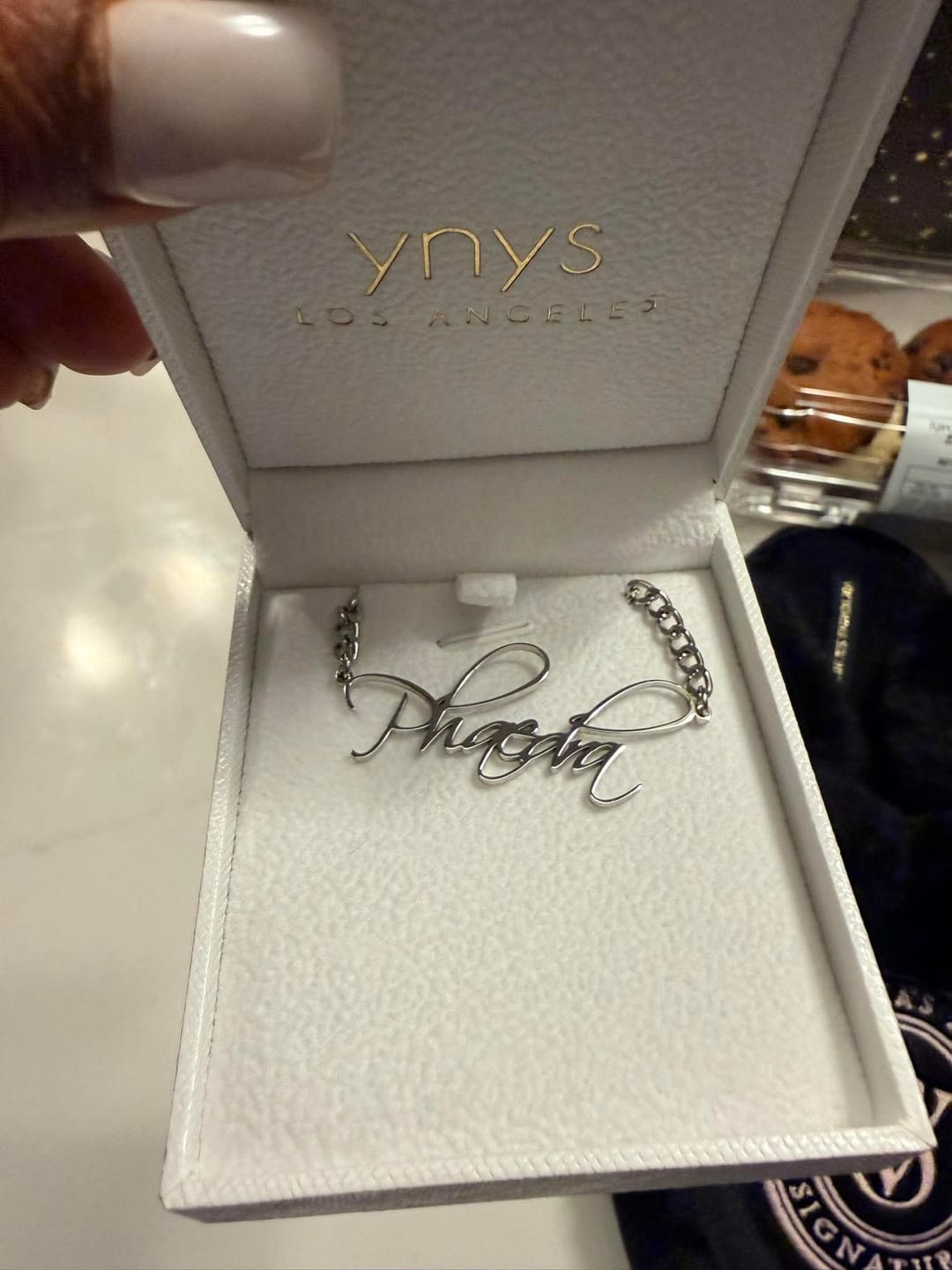 Customer photo review of Script Name Necklace