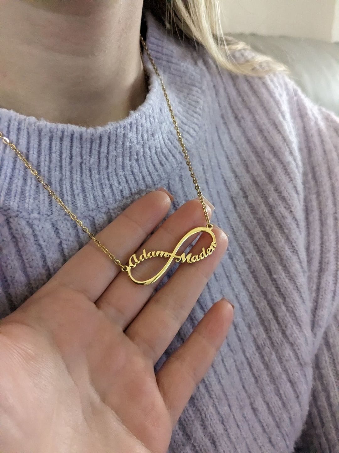 Customer photo review of Personalized Infinity Necklace with Two Names