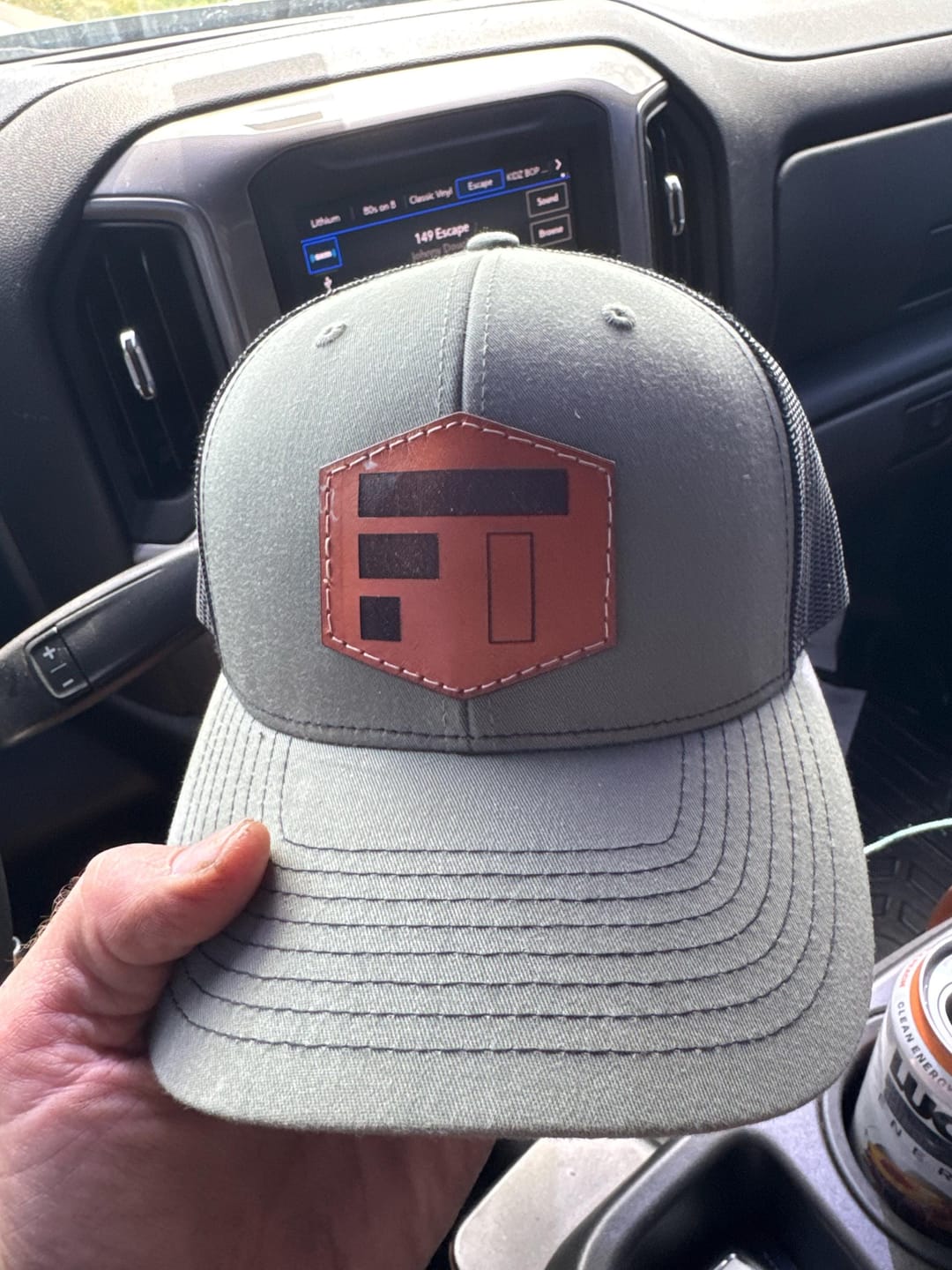 Customer photo review of Traditional Trucker 112 - Custom Leather Patch Hat
