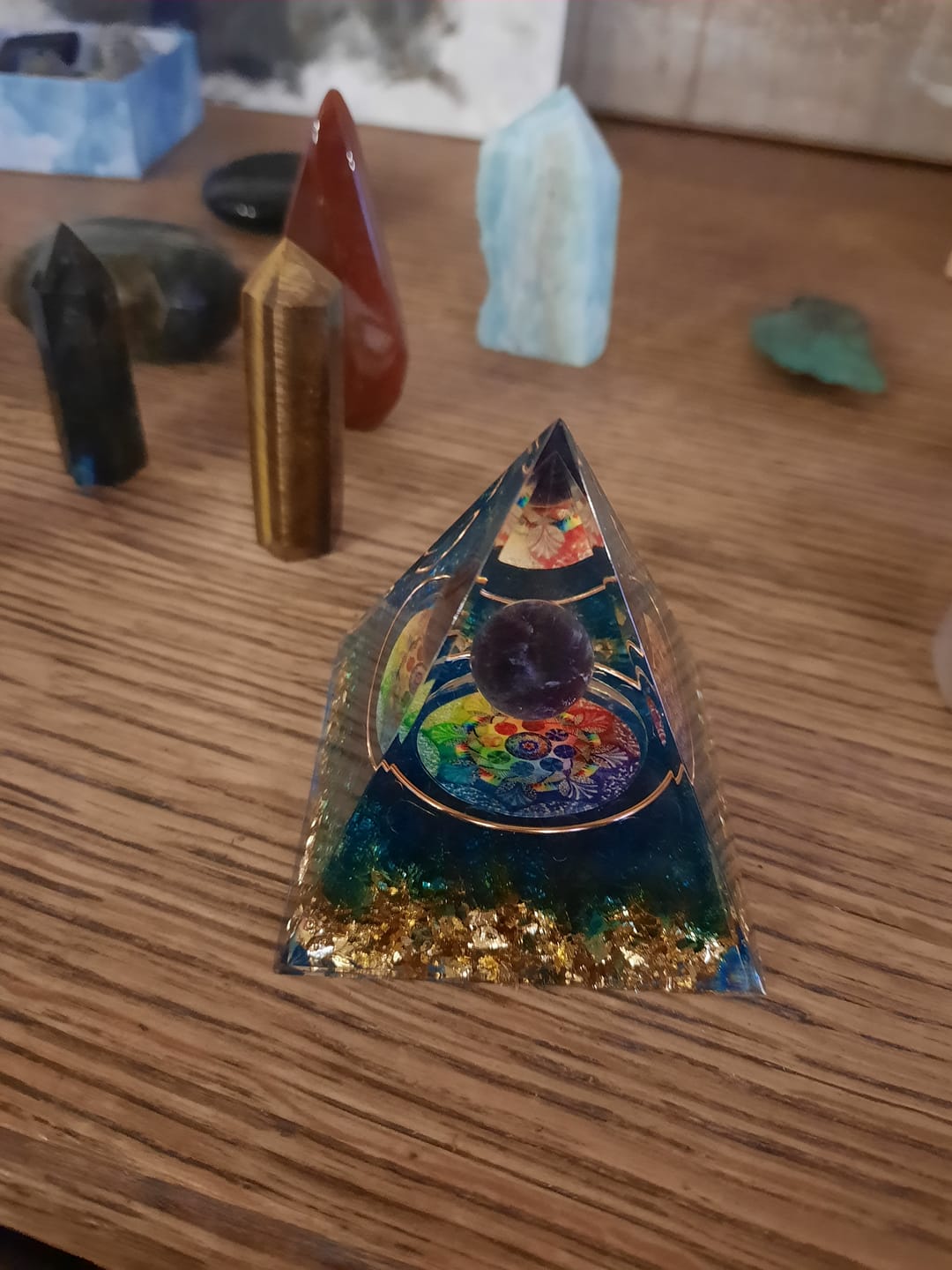 Customer photo review of Orgonite "Abondance & Protection" en Améthyste & Quartz Bleu