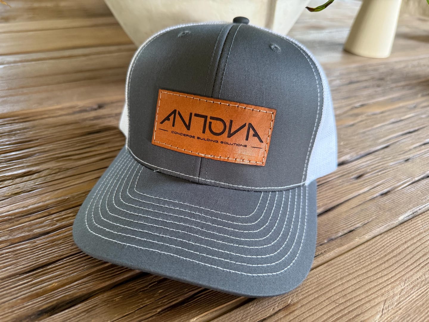 Customer photo review of Traditional Trucker 112 - Custom Leather Patch Hat