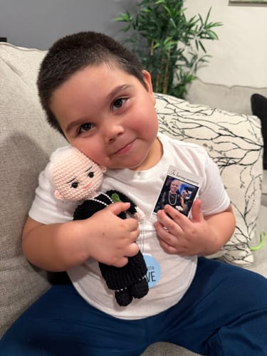 Customer photo review of Dolly® Personalized Crochet Doll with Photo Card