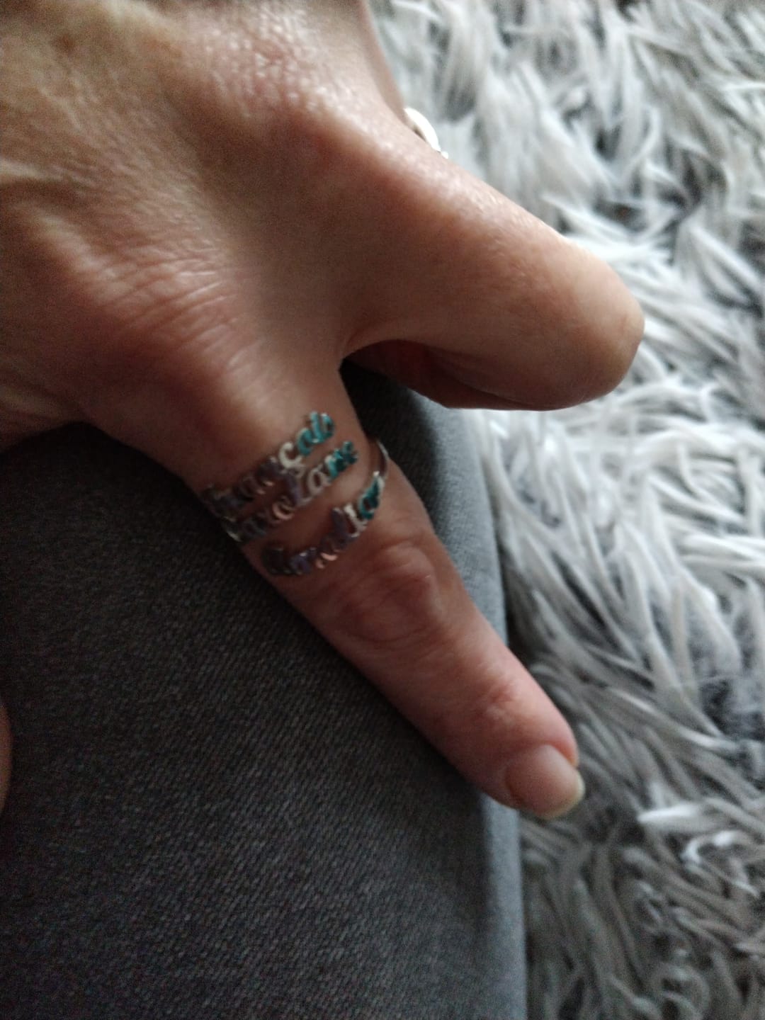 Customer photo review of Personalized Ring with Three Names