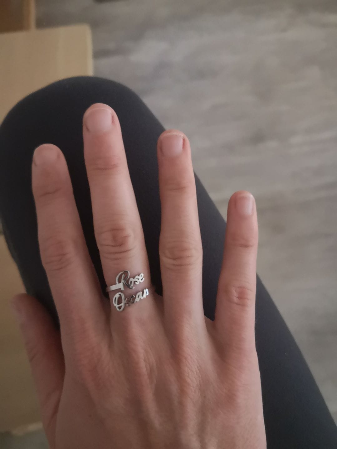 Customer photo review of Personalized Ring with Two Names