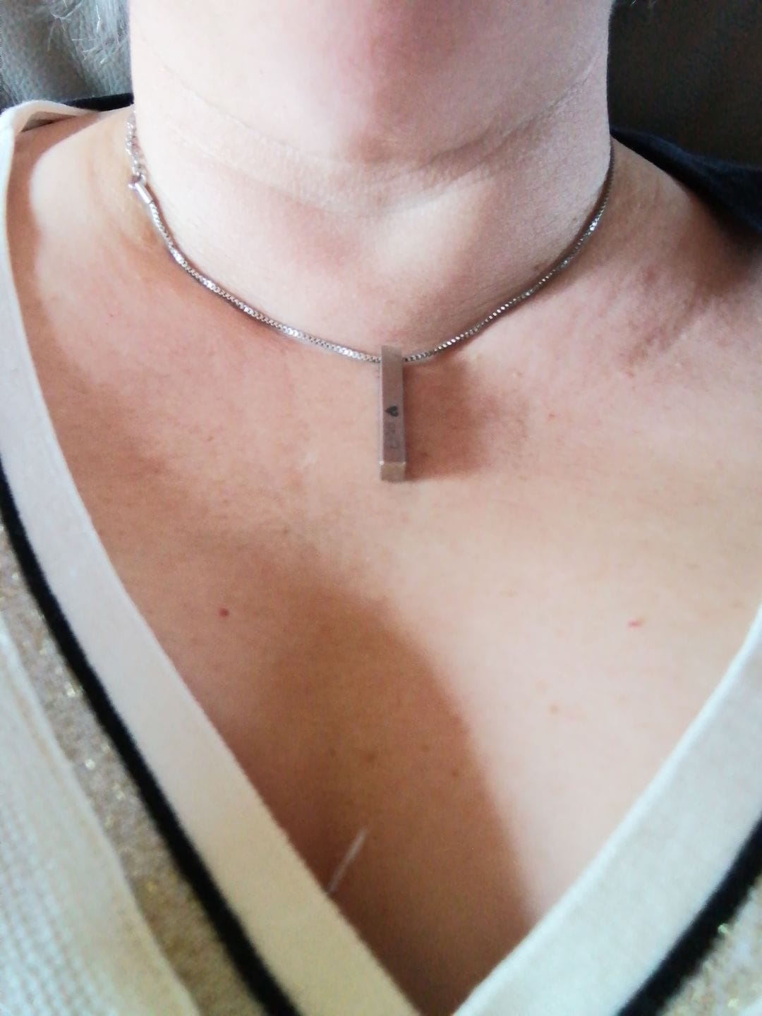 Customer photo review of Personalized 3D Bar Necklace