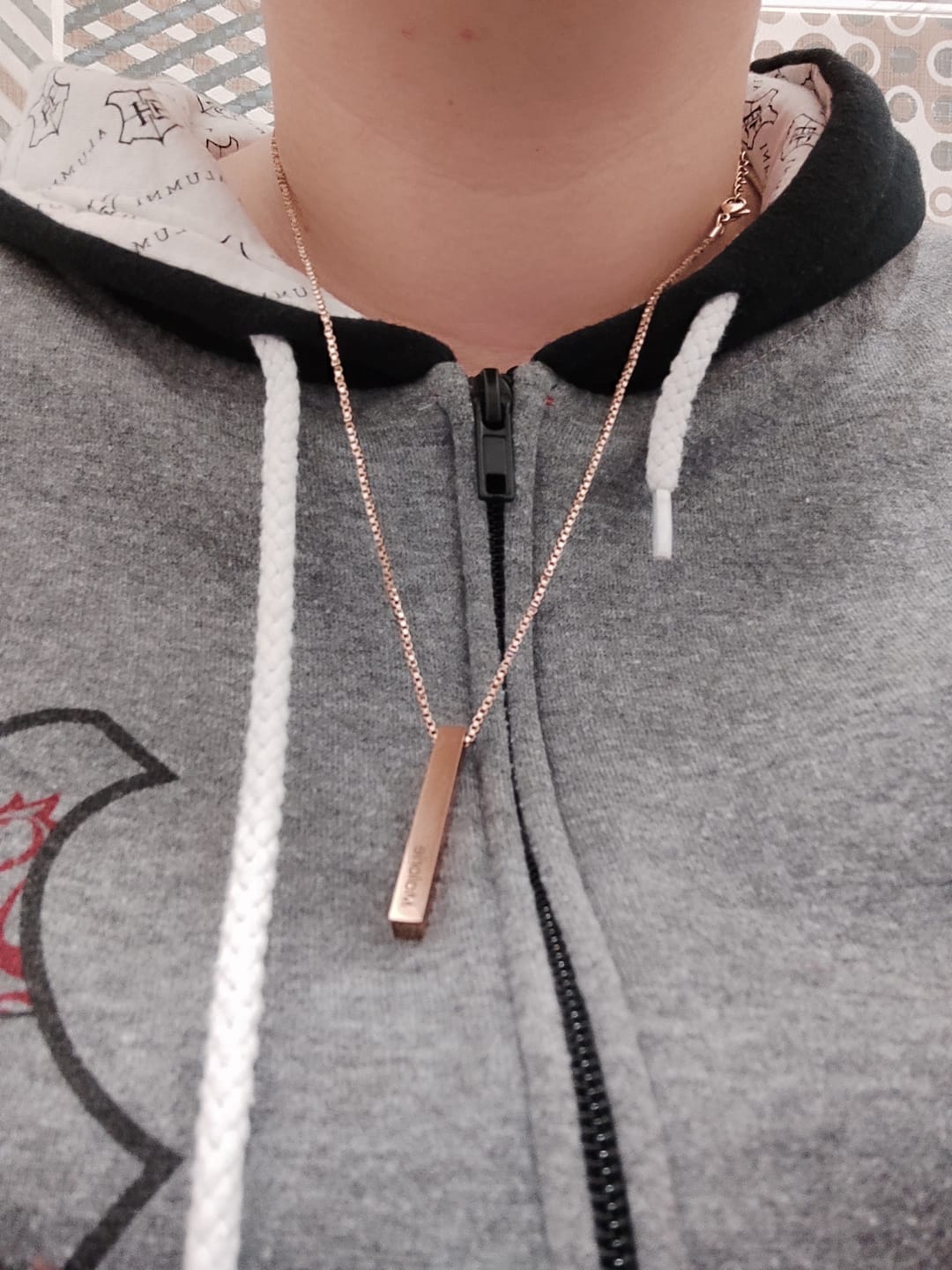 Customer photo review of Personalized 3D Bar Necklace