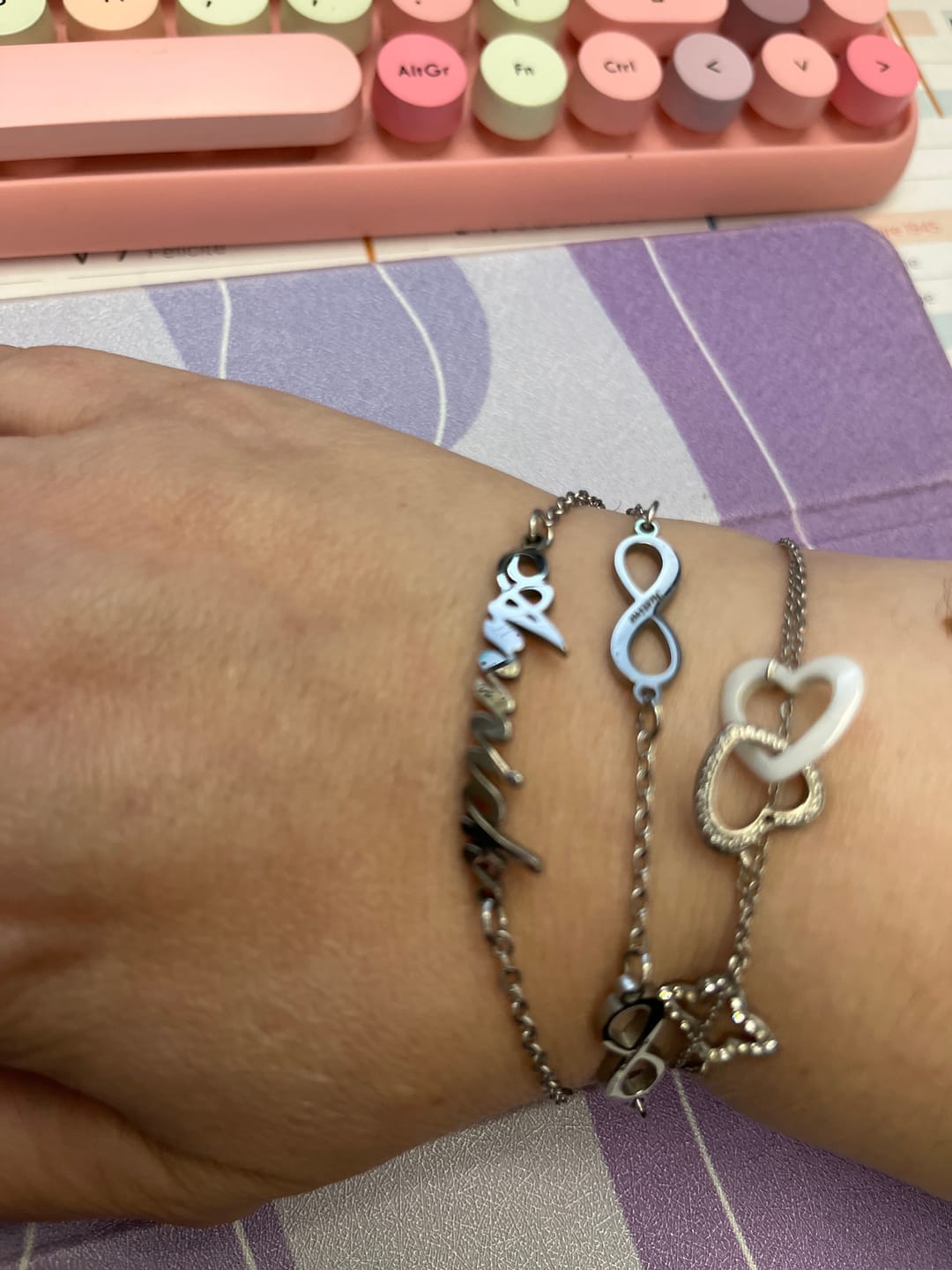Customer photo review of Personalized Bracelet with Infinity Charms