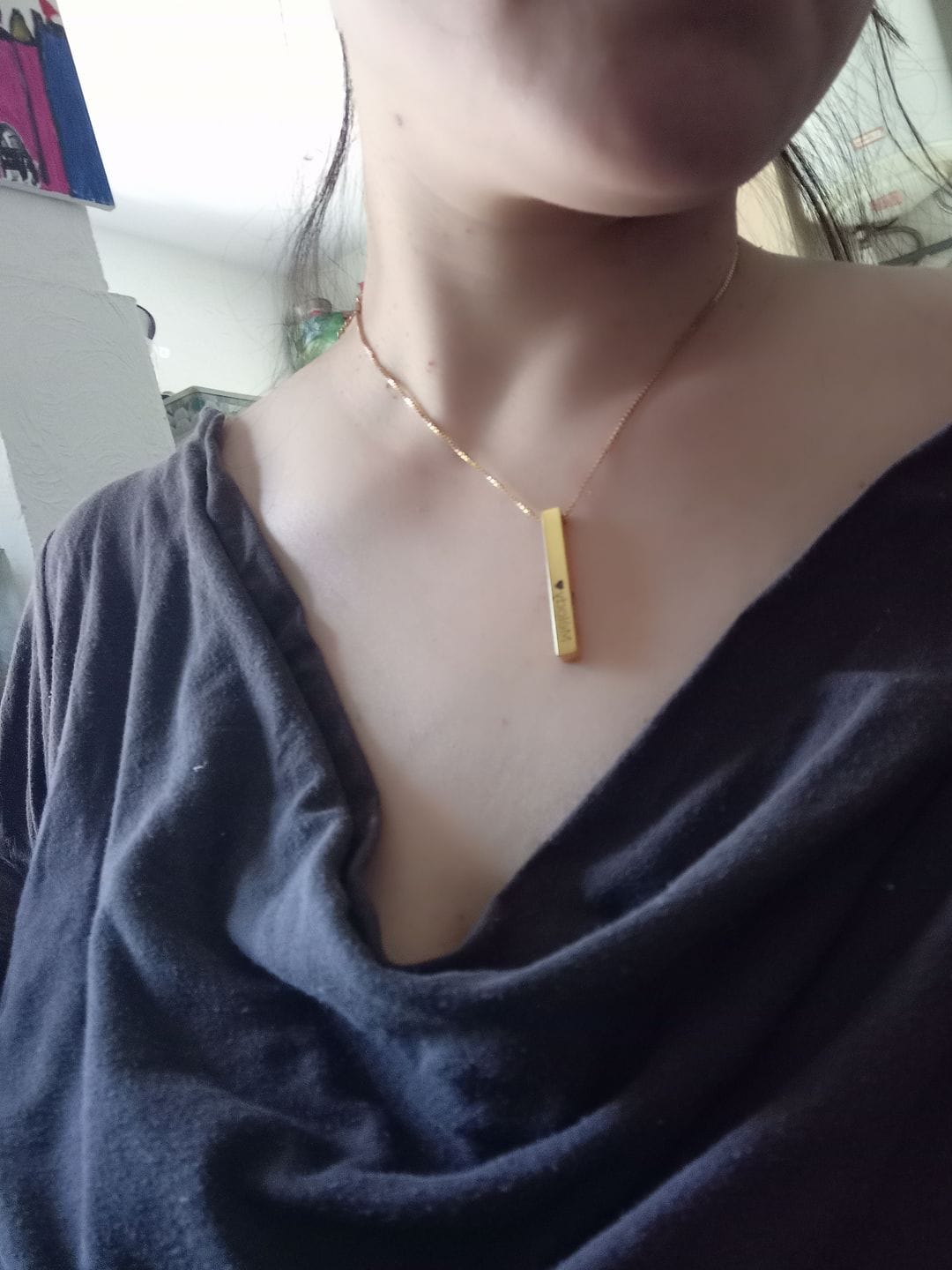 Customer photo review of Personalized 3D Bar Necklace