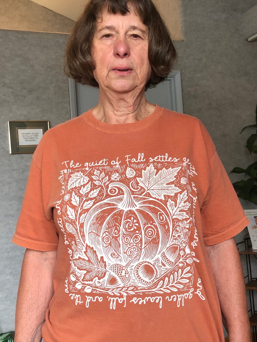 Customer photo review of The Quiet of Fall T-shirt