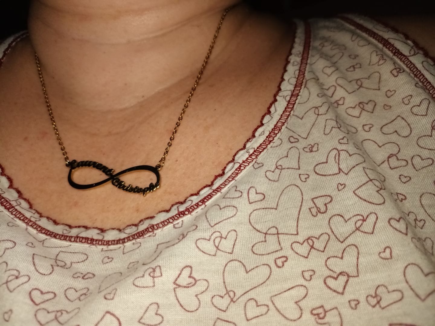 Customer photo review of Personalized Infinity Necklace with Two Names