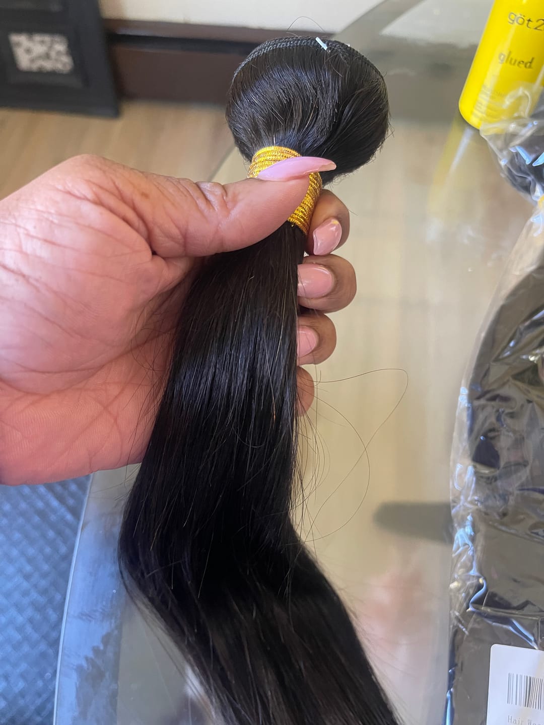 Customer photo review of Silky Straight Human Hair Bundles Natural Color