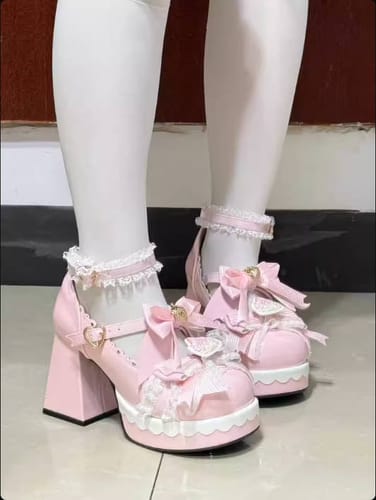 Customer photo review of Pink Bow Mary Jane (with free socks)