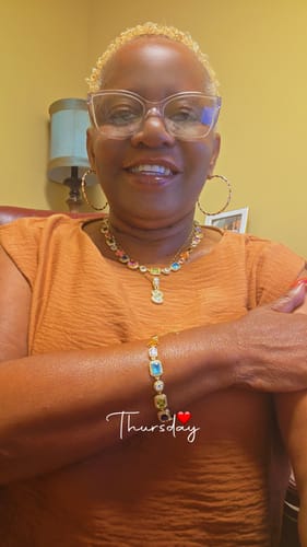 Customer photo review of Solstice Gemstone Necklace Gold