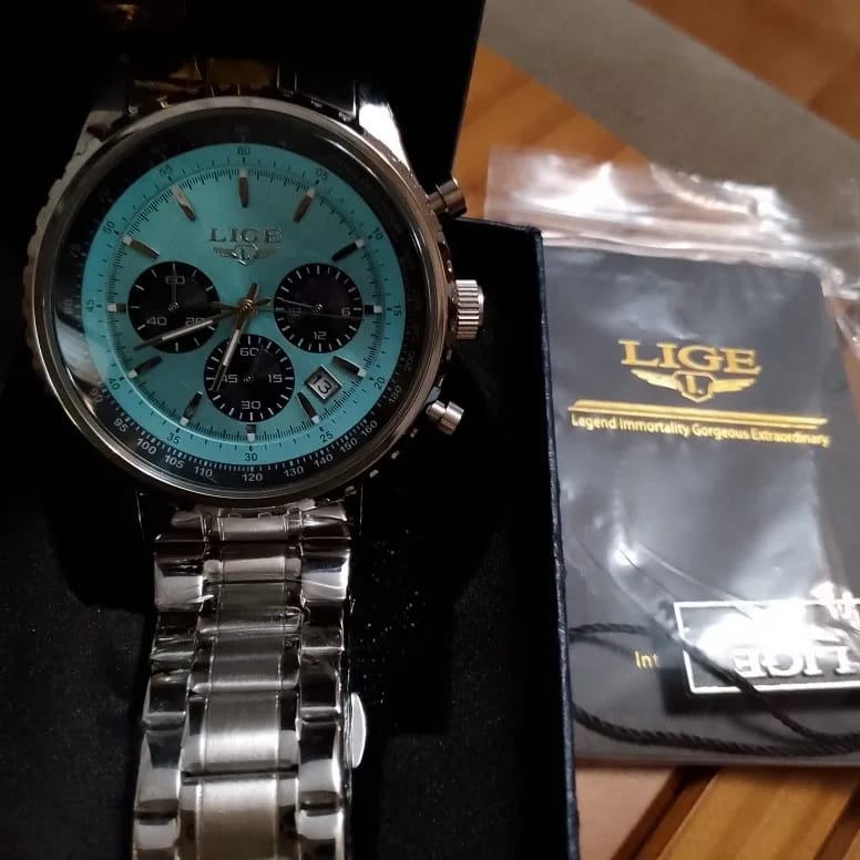 Customer photo review of Stainless Steel Chronograph Watch Date — Silver | KIMLUD