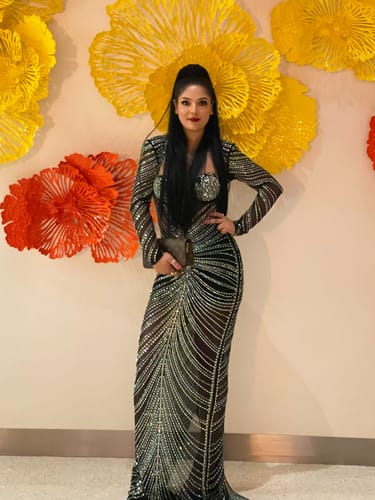 Customer photo review of Molly Rhinestone Maxi Dress - Black