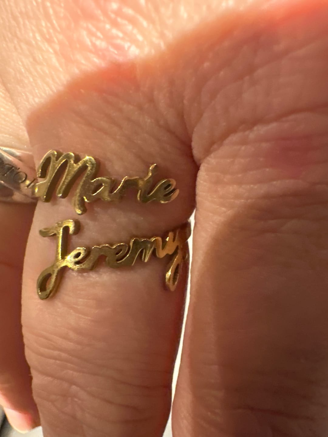Customer photo review of Personalized Ring with Two Names