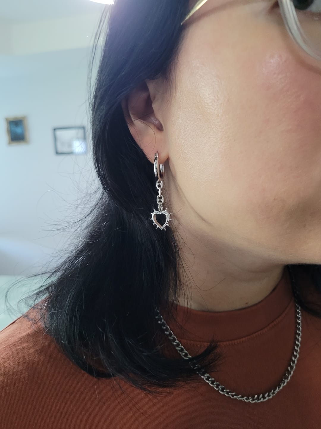 Customer photo review of SPIKE HEART EARRING