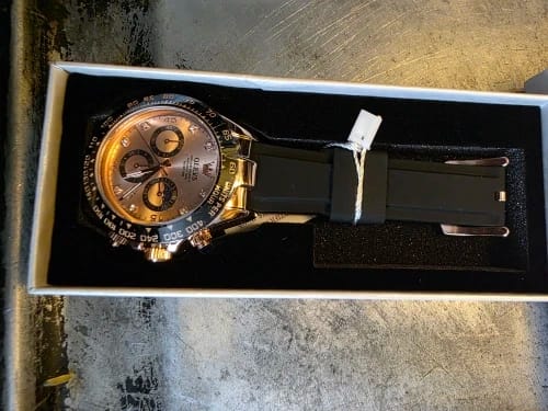 Customer photo review of Silicone Sport Chronograph Watch With Date And Luminous Dial — Black | KIMLUD
