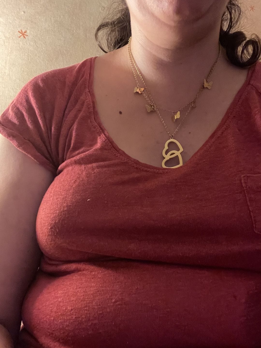 Customer photo review of Personalized Double Heart Necklace with Two Names