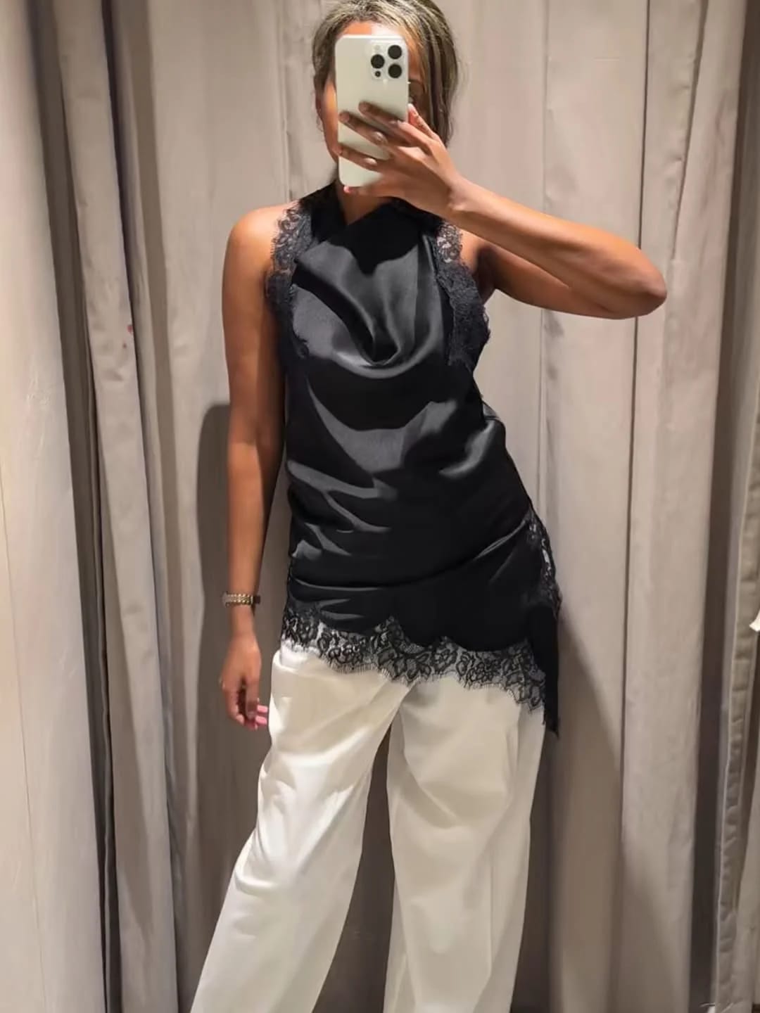 Customer photo review of Anne Asymmetrical Backless Top