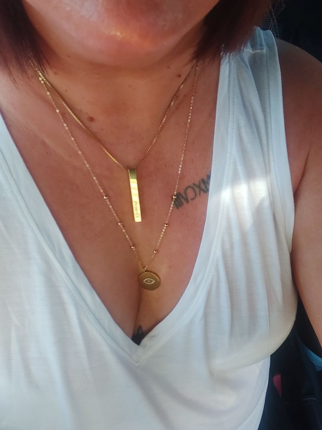 Customer photo review of Personalized 3D Bar Necklace
