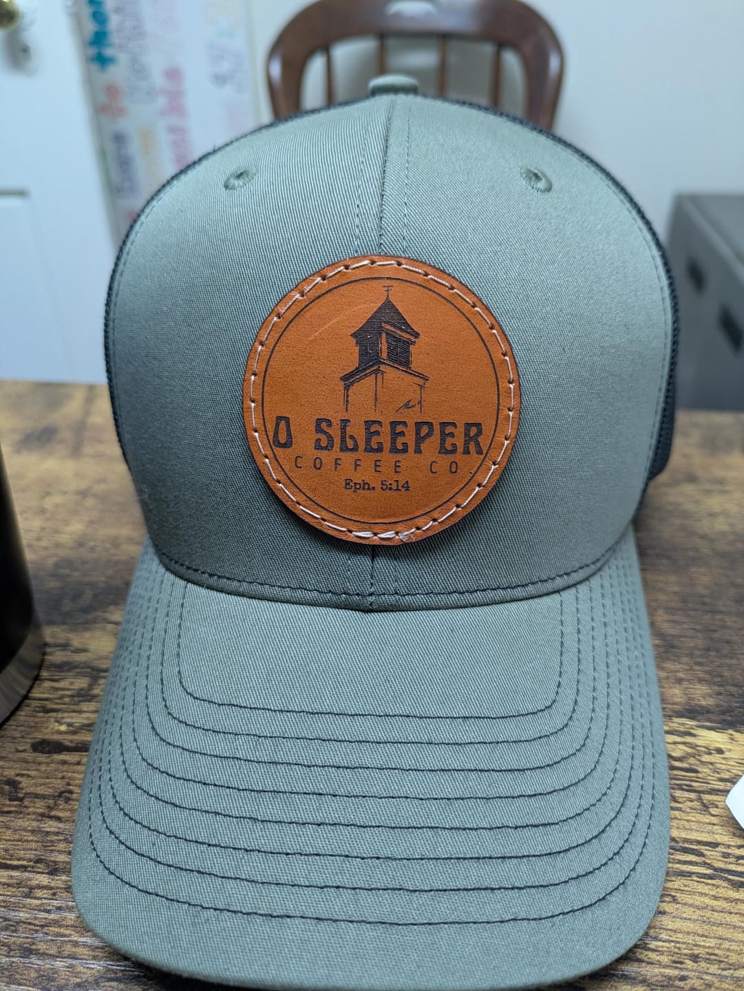 Customer photo review of Traditional Trucker 112 - Custom Leather Patch Hat