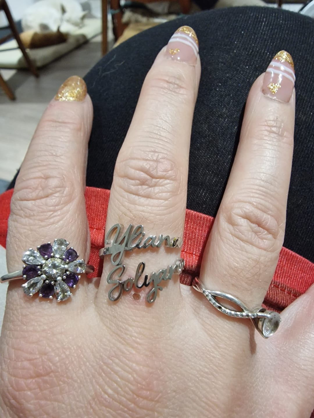 Customer photo review of Personalized Ring with Two Names
