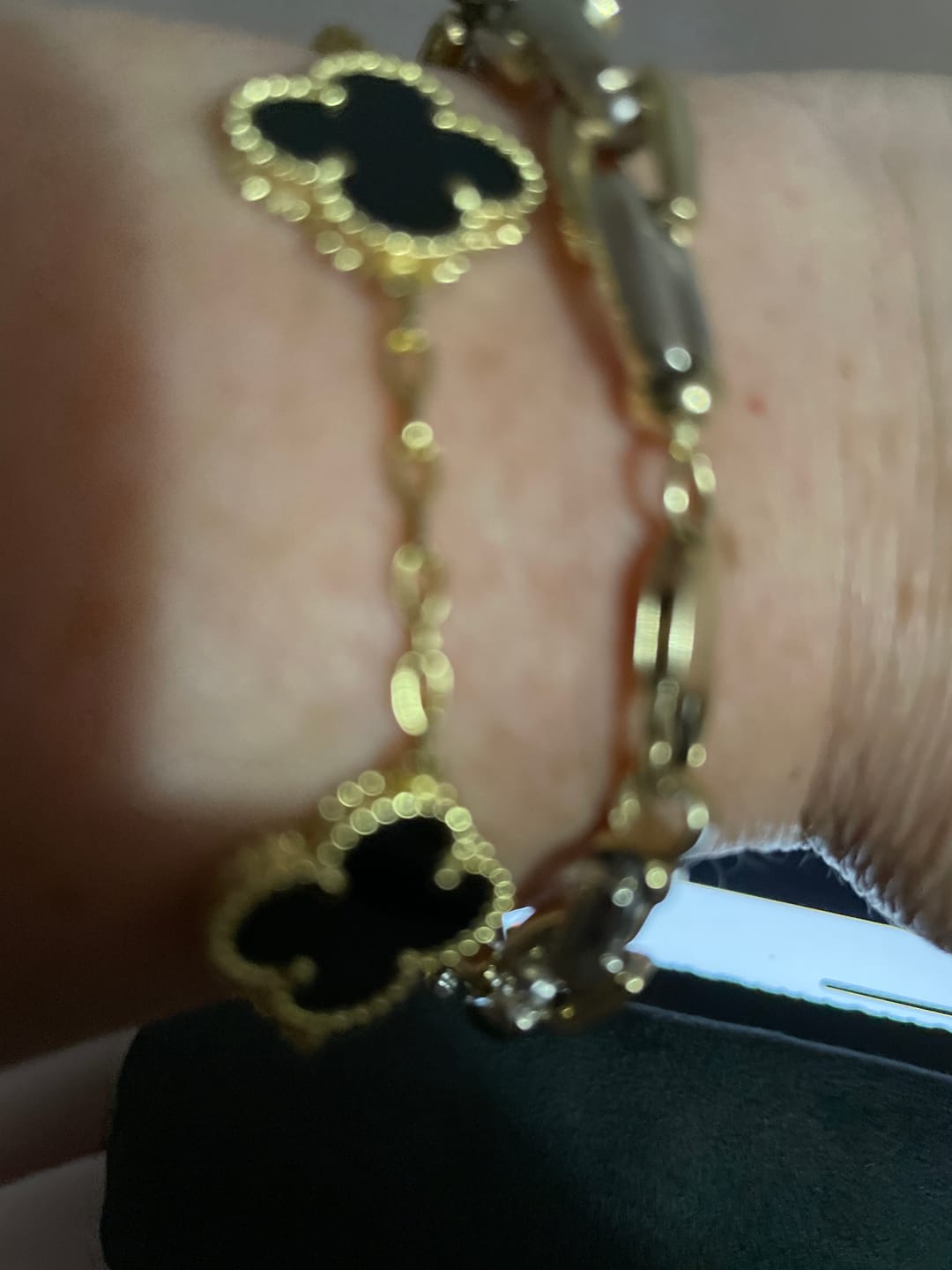 Customer photo review of 925 Silver, Lucky Clover Leaf Bracelet, 18K Gold Plated