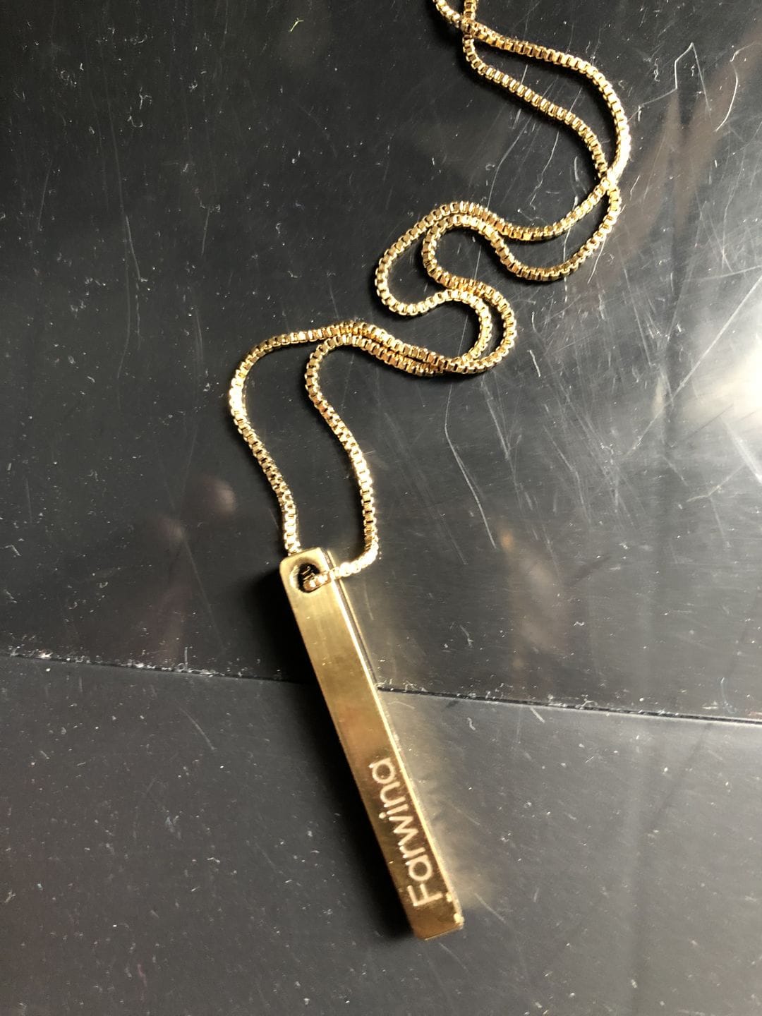 Customer photo review of Personalized 3D Bar Necklace