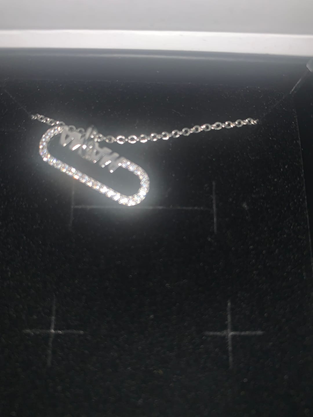 Customer photo review of Mom 18k White Gold Plated Necklaces with Swarovski Crystals and Message Card