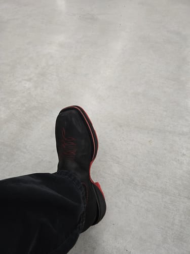 Customer photo review of Black Leather Botin With Lightweight Soles - Square Toe