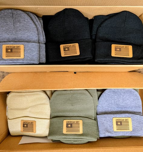 Customer photo review of Custom Leather Patch Beanie