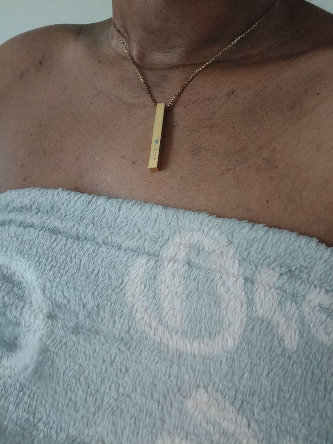 Customer photo review of Personalized 3D Bar Necklace