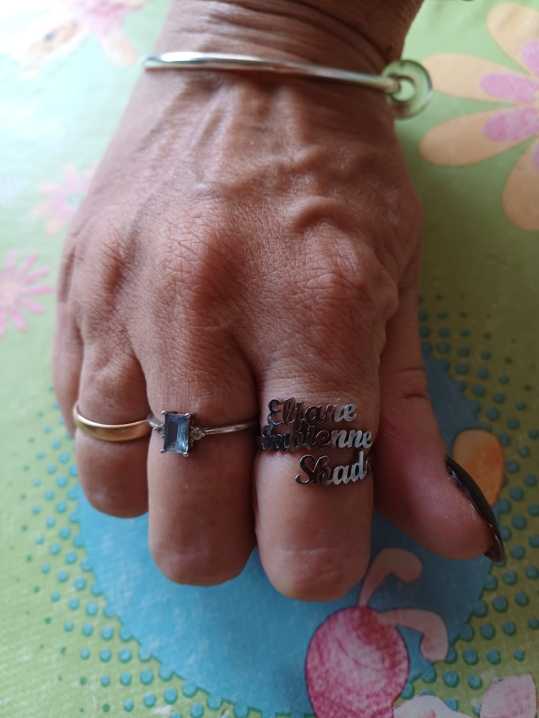 Customer photo review of Personalized Ring with Three Names