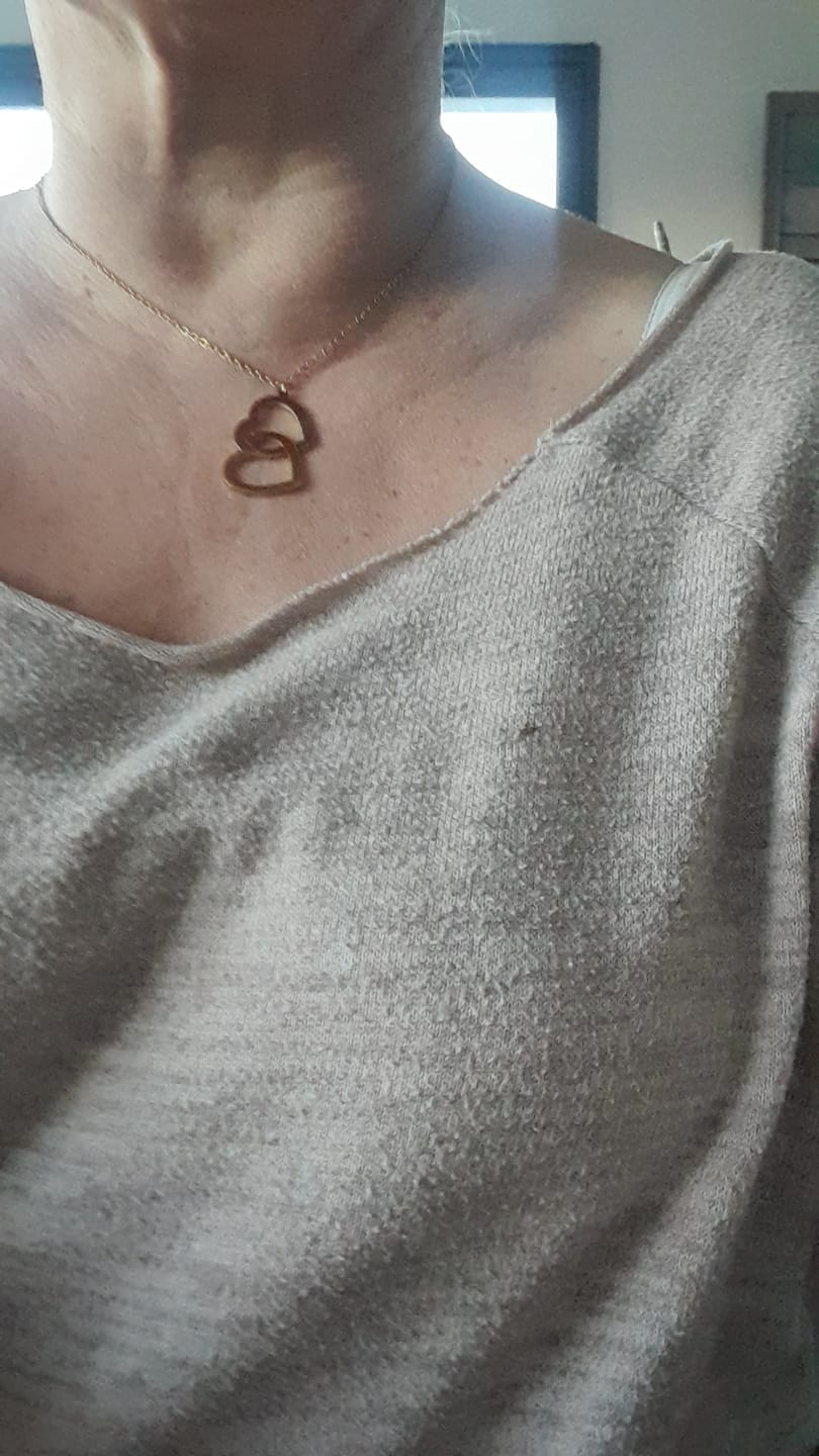 Customer photo review of Personalized Double Heart Necklace with Two Names