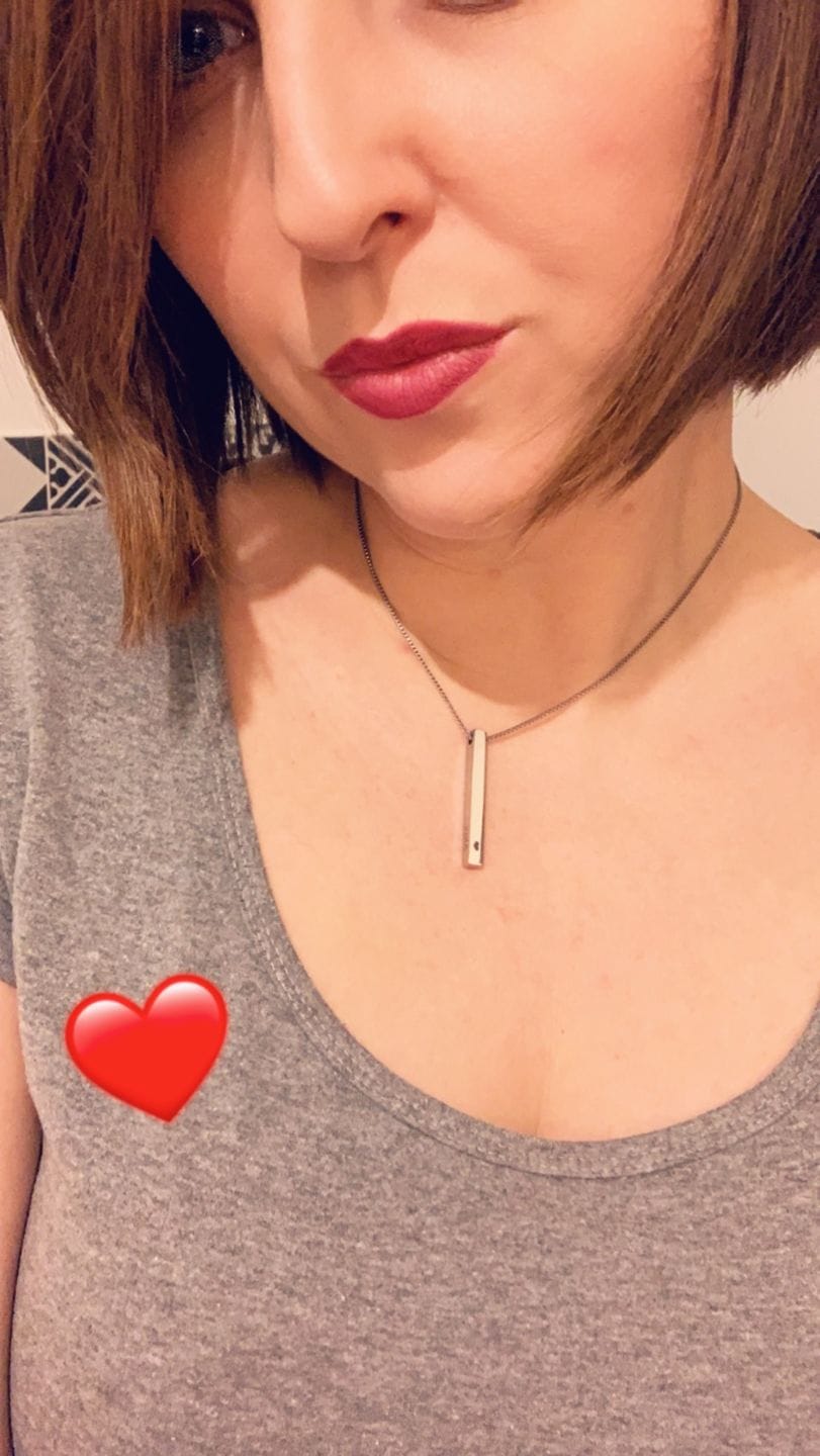 Customer photo review of Personalized 3D Bar Necklace
