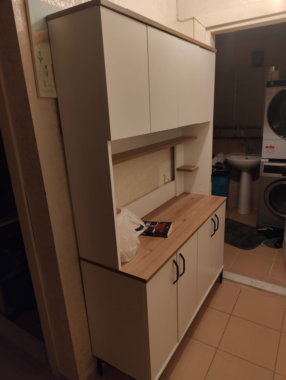 Customer photo review of Rani JE176 Çok Amaçlı Dolap 8 Kapaklı Kiler Mutfak Dolabı Sepet Ceviz - Beyaz