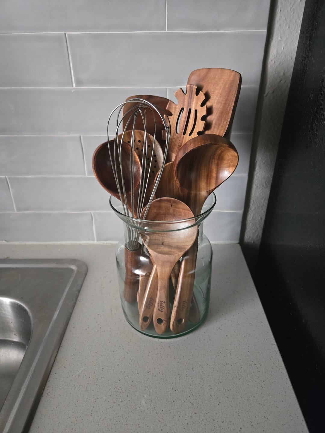 Customer photo review of Teak Wooden Utensil Set