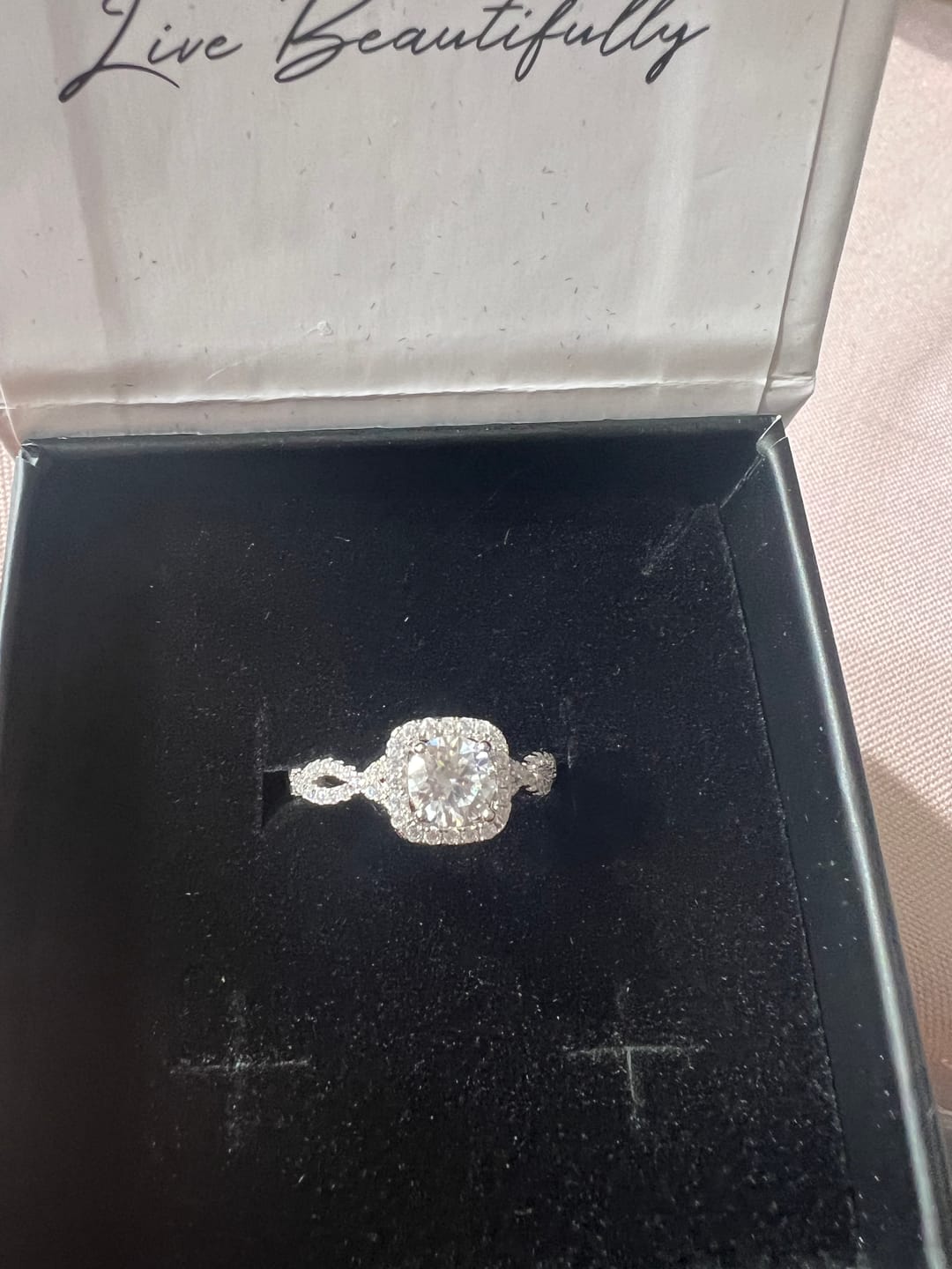Customer photo review of Moissanite by Cate & Chloe Octavia 1.15ctw Round Cut 925 Sterling Silver 18k White Gold Plated Forever Engagement Ring